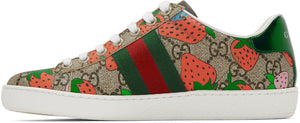 Gucci Beige GG Supreme Strawberry Ace Sneakers