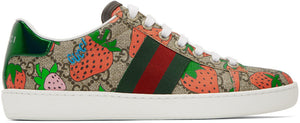 Gucci Beige GG Supreme Strawberry Ace Sneakers