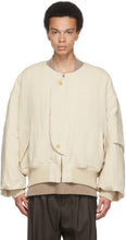 Hed Mayner Beige Linen Bomber Jacket - Hedner Mayner Beige Linge Bombardière - 헤드 마닝 베이지 린넨 폭격기 자켓