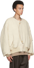 Hed Mayner Beige Linen Bomber Jacket