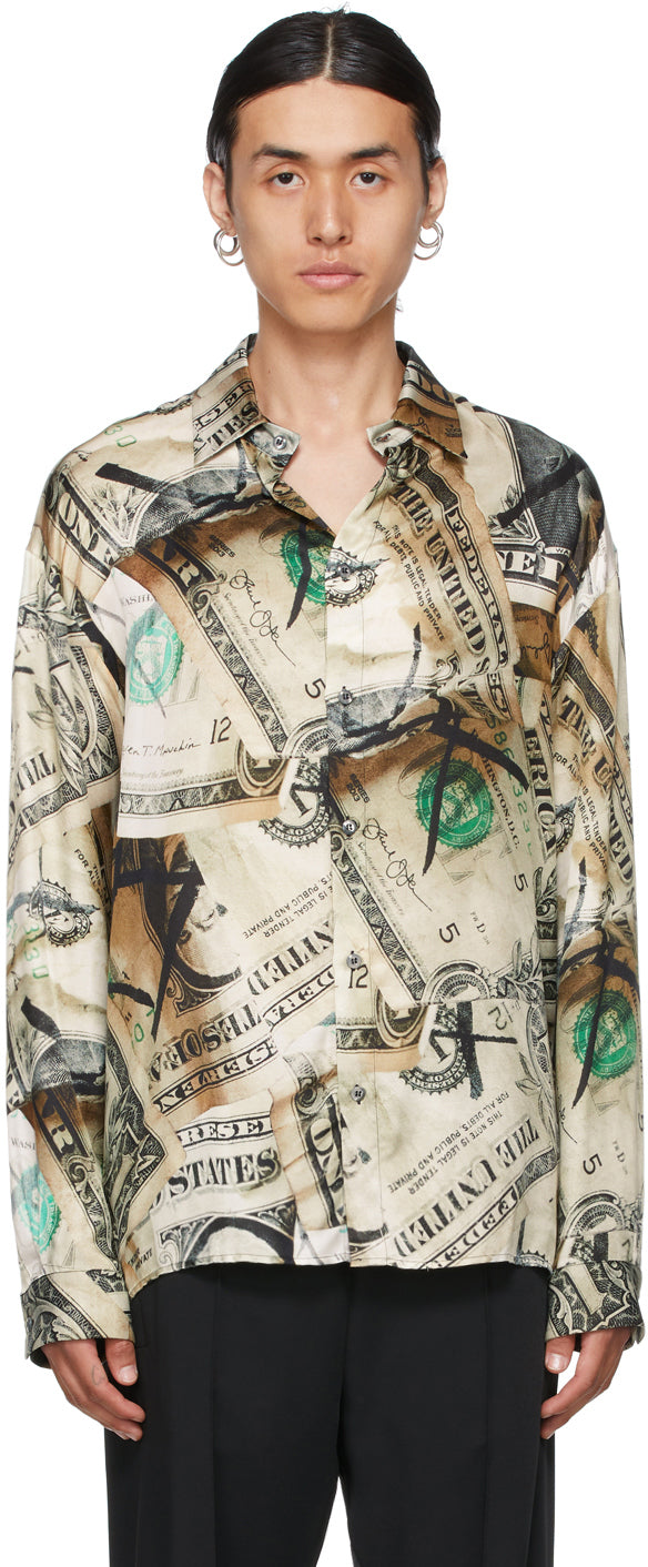 424 Beige Money Print Shirt – BlackSkinny