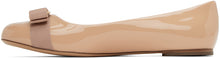 Salvatore Ferragamo Beige Patent Varina Ballerina Flats