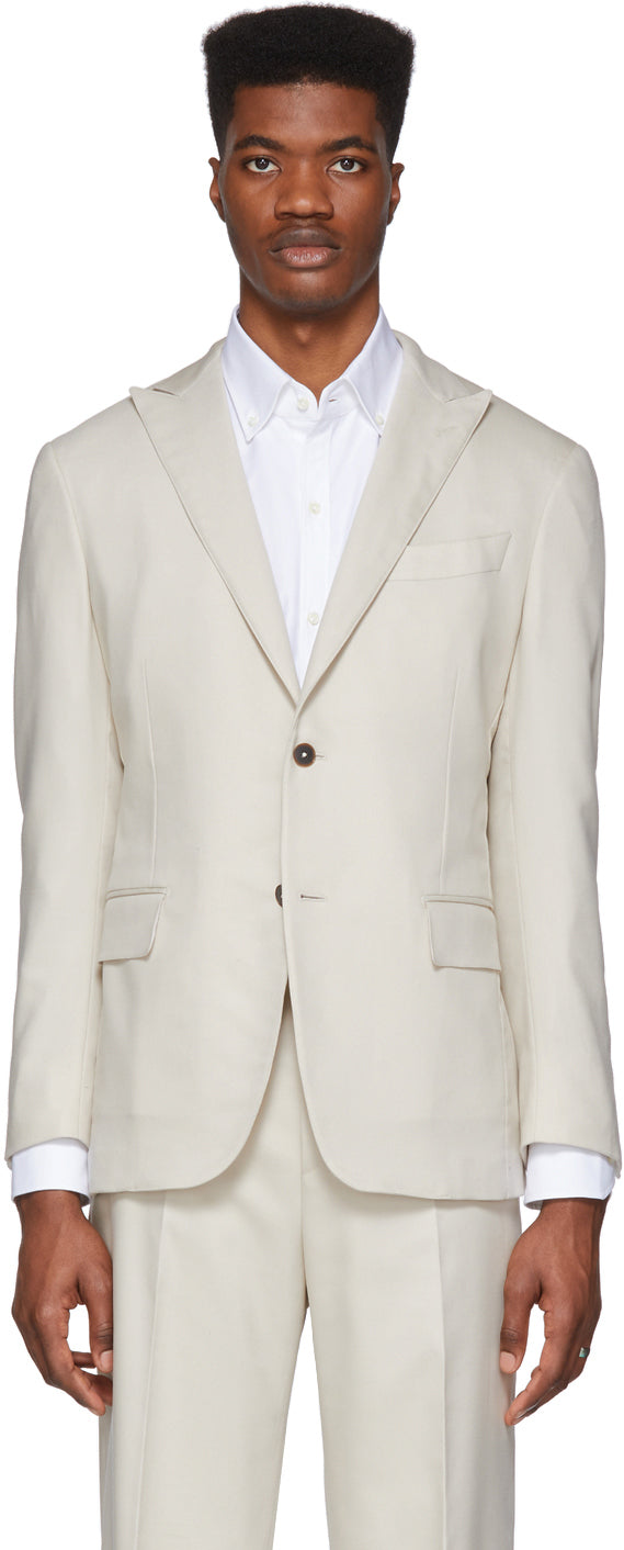 Eidos Beige Peak Lapel Blazer BlackSkinny