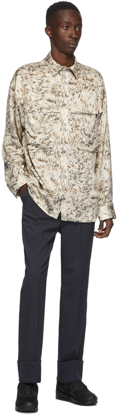Opening Ceremony Beige Satin Fur Shirt
