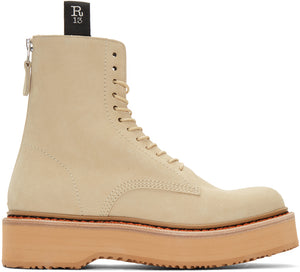 R13 Beige Single Stack Boots - Bottes de pile simple beige r13 - R13 베이지 색 단일 스택 부츠