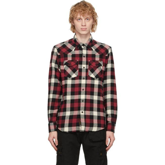 Belstaff Red and White Check Western Shirt