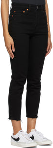 Re/Done Black 90s High-Rise Ankle Crop Jeans