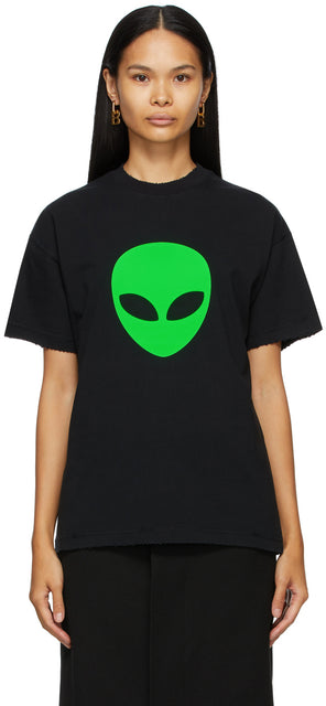 Balenciaga Black Alien Medium Fit T-Shirt - T-shirt T-shirt Fit Medium Alien Balenciaga Noir - Balenciaga Black Alien Medium 맞는 T 셔츠