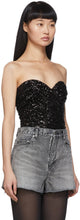 Saint Laurent Black All-Over Sequinned Bustier