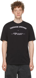 Raf Simons Black Big Fit Tour 'Teenage Dreams' T-Shirt - RAF SIMONS NOIR BIG FIT TOUR "T-shirt Teenage Dreams ' - raf simons 검은 큰 맞는 여행 '십대 꿈'티셔츠