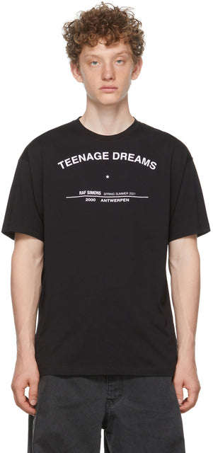 Raf Simons Black Big Fit Tour 'Teenage Dreams' T-Shirt - RAF SIMONS NOIR BIG FIT TOUR 
