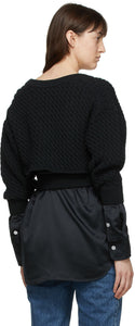 alexanderwang.t Black Cable Knit Bi-Layer Sweater