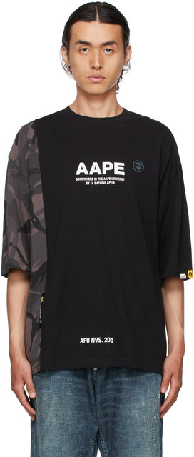 AAPE by A Bathing Ape Black Camo Logo T-Shirt - AAPT PAR UN T-shirt de logo Camo Noir Camo noir - Boating Ape Black Camo 로고 티셔츠