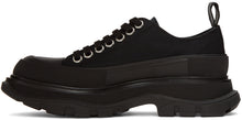 Alexander McQueen Black Canvas Tread Slick Platform Low Sneakers