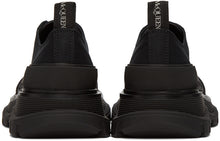 Alexander McQueen Black Canvas Tread Slick Platform Low Sneakers
