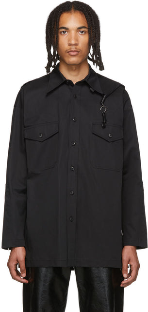 Sankuanz Black Capelet Shirt - Chemise à capelet noir Sankuanz - 산소 즈 블랙 셔츠 셔츠