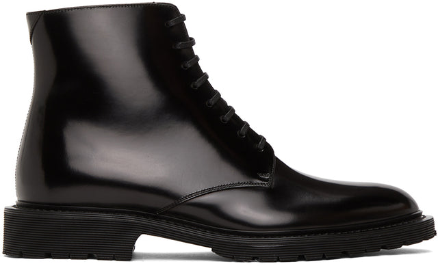 Saint Laurent Black Cesna 20 Lace-Up Boots - Saint Laurent Noir Cessa 20 Bottes à lacets à lacets - 세인트 로트 블랙 세스나 20 레이스 업 부츠