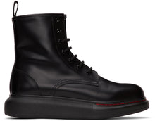 Alexander McQueen Black Contrast Sole Hybrid Combat Boots