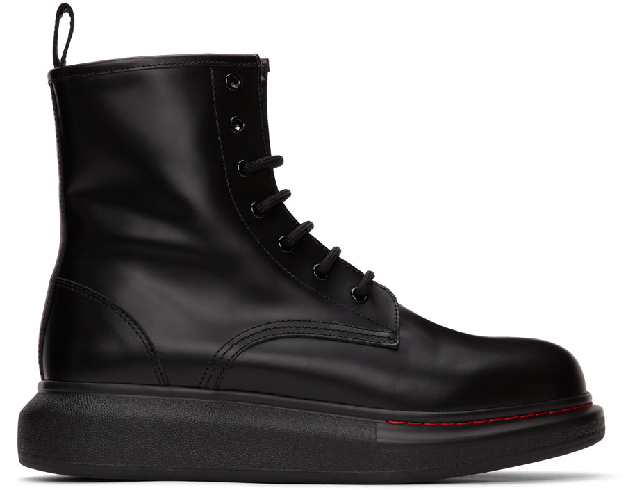 Alexander McQueen Black Contrast Sole Hybrid Combat Boots