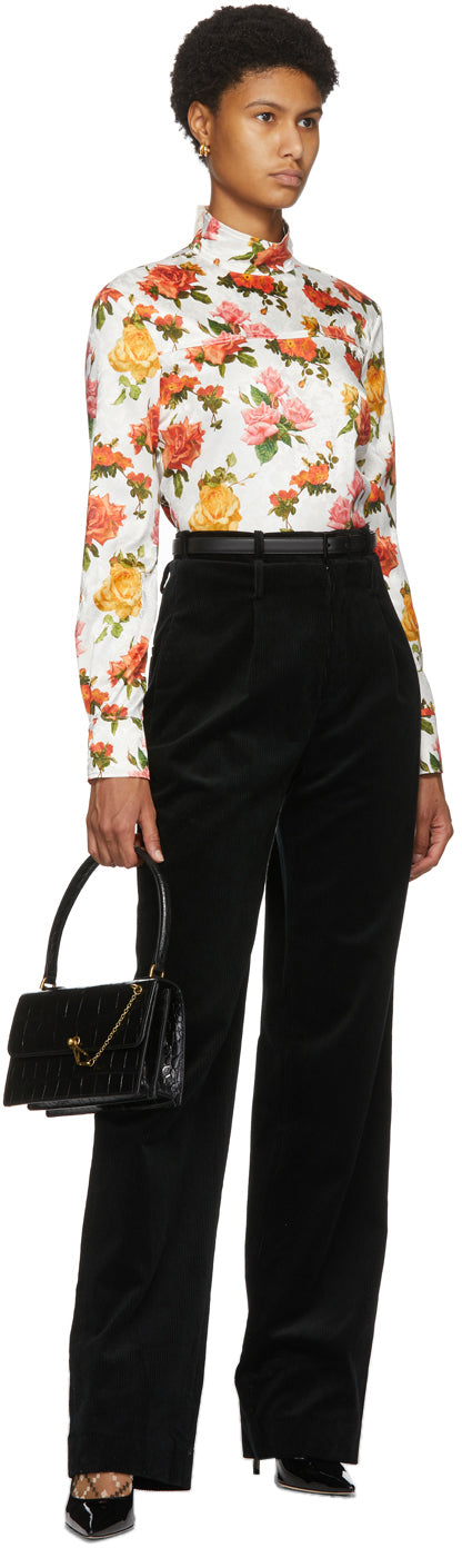 Commission Black Corduroy Double Waisted Trousers - Pantalon à taille double côtelé noir de la Commission - 위원회 블랙 코듀로이 더블 웨이스트 바지