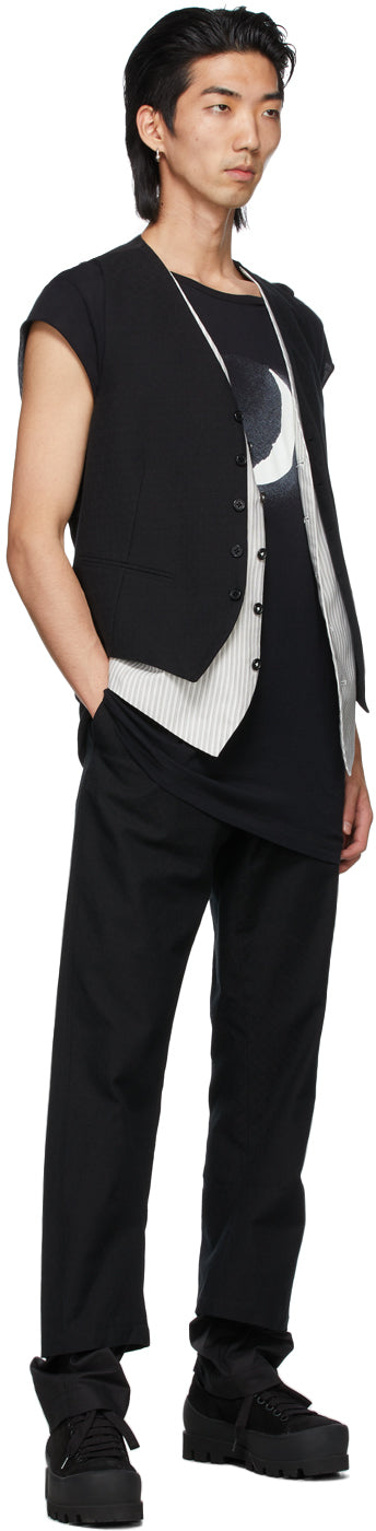 Ann Demeulemeester Black Cotton Double Hem Trousers