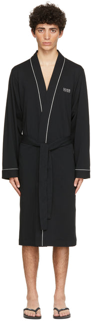 Boss Black Cotton Kimono Robe - Boss Black Cotton Kimono Robe - 보스 블랙 코튼 기모노 로브