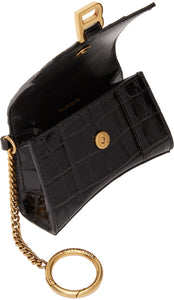 Balenciaga Black Croc Hourglass Card Holder