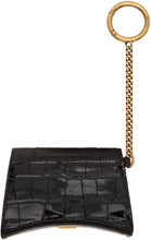 Balenciaga Black Croc Hourglass Card Holder