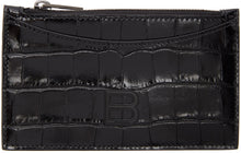 Balenciaga Black Croc Hourglass Zip Card Holder - BALENCIAGA NOIR CROC SRUCLE Titulaire de la carte zip - Balenciaga Black Croc 모래 시계 우편 카드 홀더