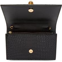 Saint Laurent Black Croc Kate Tassel Chain Wallet Bag