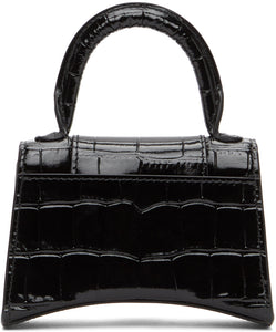 Balenciaga Black Croc Mini Hourglass Bag