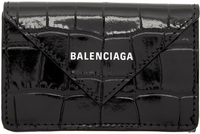 Balenciaga Black Croc Mini Papier Wallet - BALENCIAGA NOIR CROC MINI PAPIER PAPIER - Balenciaga Black Croc 미니 종이 지갑