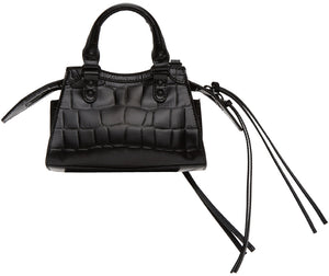 Balenciaga Black Croc Nano Neo Classic Top Handle Bag