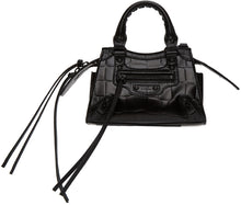 Balenciaga Black Croc Nano Neo Classic Top Handle Bag