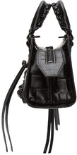 Balenciaga Black Croc Nano Neo Classic Top Handle Bag