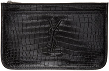 Saint Laurent Black Croc Niki Bill Pouch