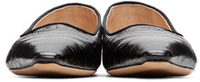 Brock Collection Black Croc Pointed Flats