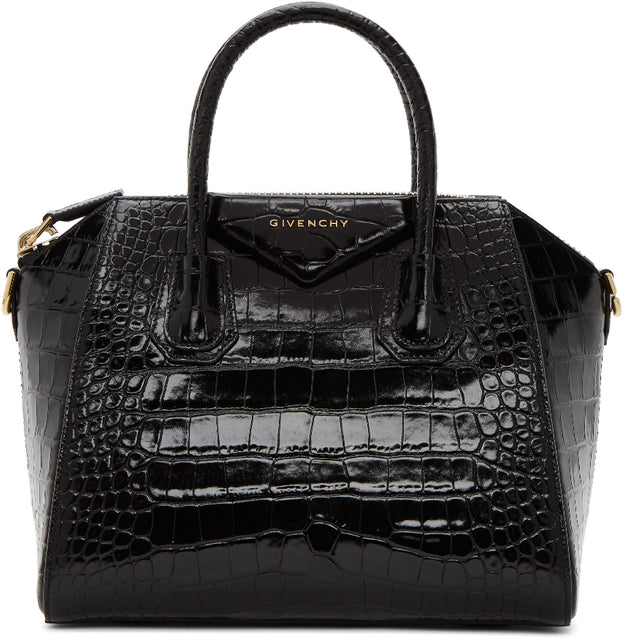 Givenchy Black Croc Small Antigona Bag