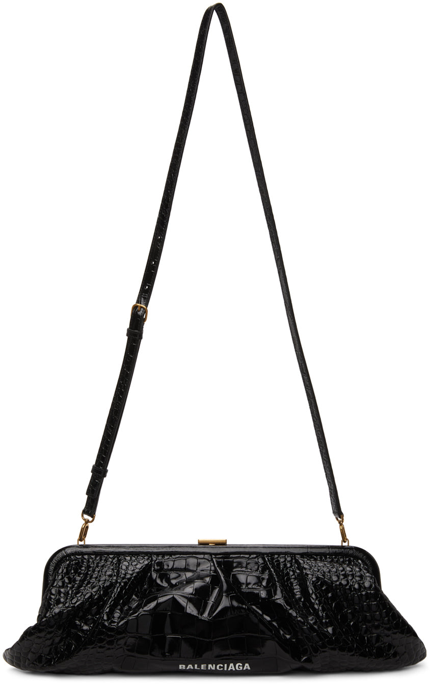 Balenciaga Black Croc XL Cloud Clutch – BlackSkinny