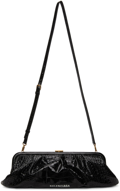 Balenciaga Black Croc XL Cloud Clutch - Balenciaga Noir Croc XL Crock - Balenciaga 검은 Croc XL 클라우드 클러치