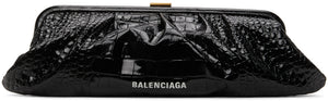 Balenciaga Black Croc XL Cloud Clutch