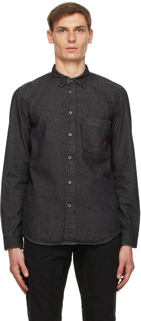 Diesel Black Denim D-Billy Shirt - Chemise D-Billy Denim Diesel Noir - 디젤 블랙 데님 D-Billy Shirt.