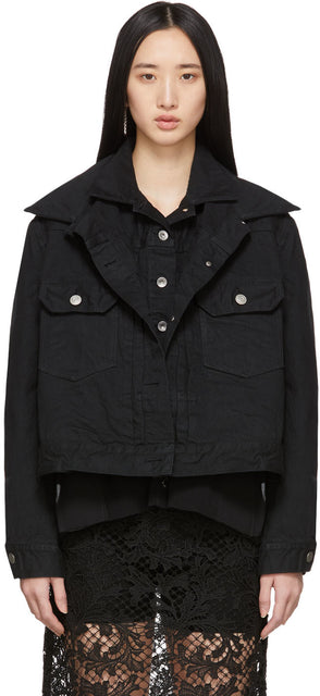 Sacai Black Denim Double-Layer Jacket