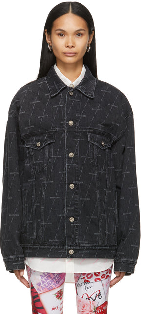 Balenciaga Black Denim Large Fit Jacket - Balenciaga Black Denim Grand Fit Veste - Balenciaga 블랙 데님 대형 맞는 자켓