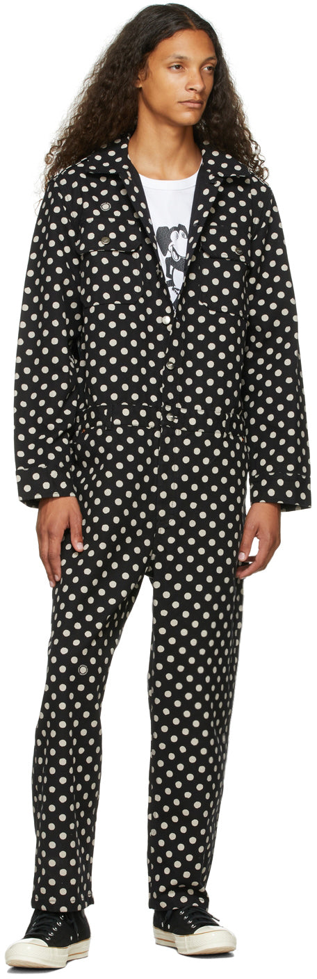 Vyner Articles Black Denim Polka Dot Jumpsuit
