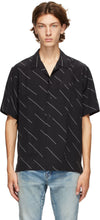 Saint Laurent Black Diagonal Stripe Short Sleeve Shirt - Saint Laurent Chemise à manches courtes en diagonale noire - 세인트 라이 렌트 블랙 대각선 스트라이프 짧은 소매 셔츠