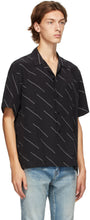 Saint Laurent Black Diagonal Stripe Short Sleeve Shirt