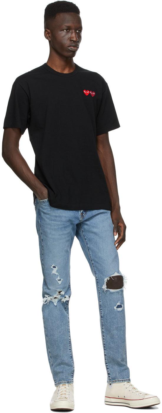 Comme des GarÃ§ons Play Black Double Heart T-Shirt