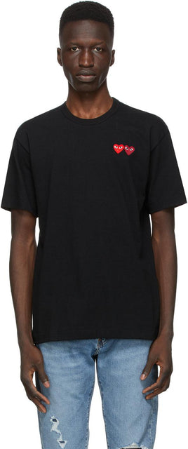 Comme des GarÃ§ons Play Black Double Heart T-Shirt