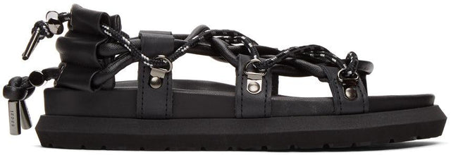 Sacai Black Double Lace-Up Sandals - Sandales Sacai Noir Double-up à lacets - 사마이 블랙 더블 레이스 업 샌들